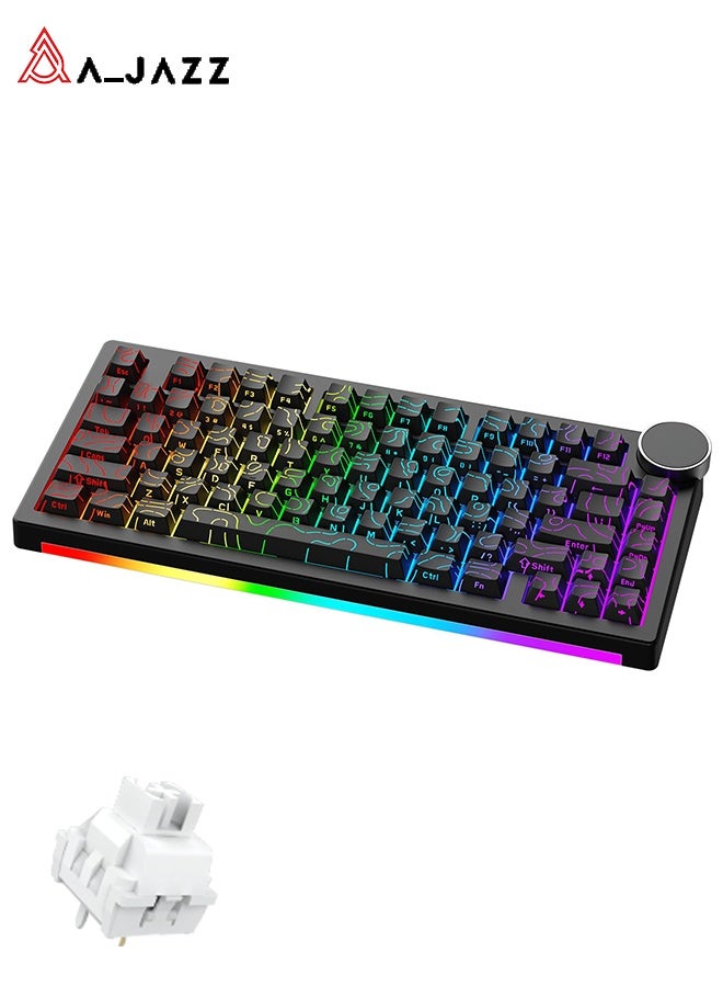 A-jazz AK820 V2 8K gaming keyboard, RGB backlit, wireless mechanical keyboard, compact mechanical keyboard design, and 10,000 mAh ultra-long battery life. It supports three connection modes (2.4 GHz/Bluetooth/wired) and hot-swappable switches. White contour side-engraved keycaps - Image 1