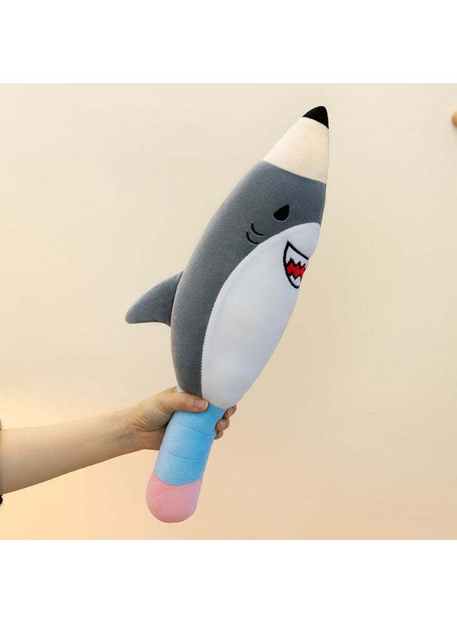 Shark Pen Doll Shark Carving Doll Spoof Pillow Funny Doll Sand Carving Shark Bee Plush Toy Female Birthday Gift-Specifications:Picture Color-Color:70cm  - Image 1