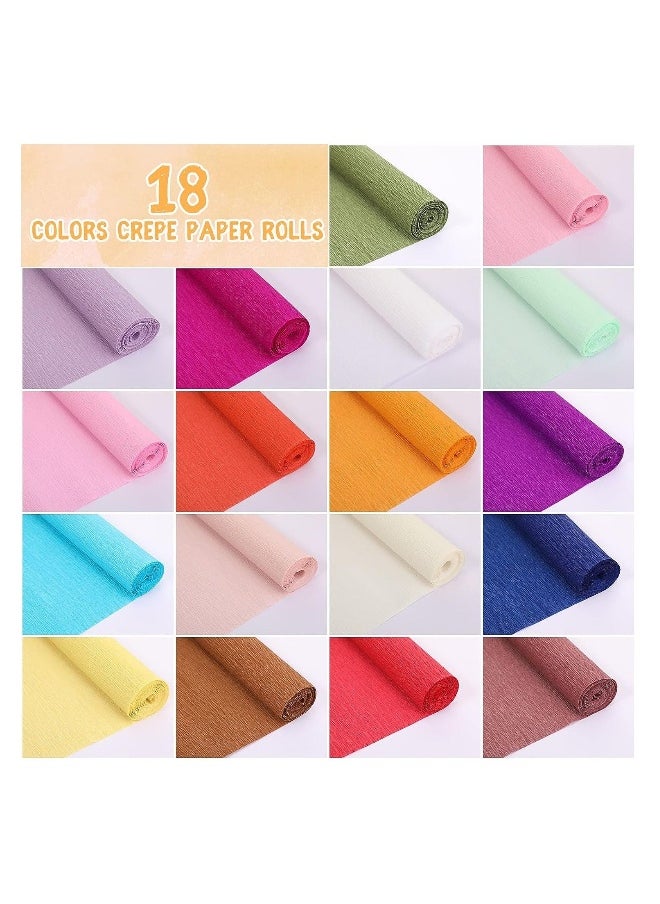 Generic - Crepe Paper Roll 20 Inch 8 Feet Wide Crepe Paper Streamer DIY Flower Paper DIY Flower Making for Birthday Party Wedding Festival Ornament 18 Colors 18 Rolls - Image 1