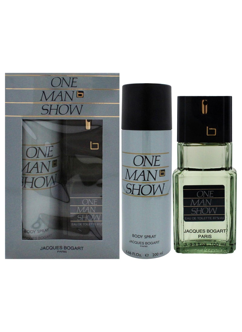 Jacques Bogart - Jacques Bogart One Man Show by Jacques Bogart for Men - 2 Pc Gift Set 3.3oz EDT Spray, 6.6oz Body Spray - Image 1