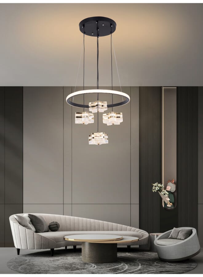 Best Power Modern LED Chandelier 6161 with 3 Lighting Levels, 3 Pendant Lamps, 80cm Adjustable Length, and 29W Power - Stylish Ceiling Light for Living Room, Dining Room, Bedroom - Image 2