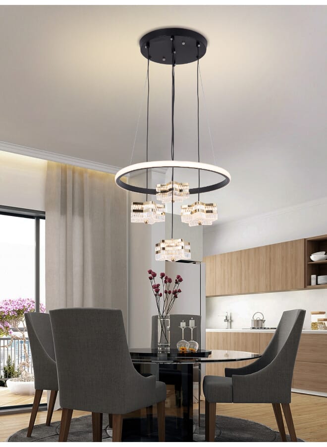 Best Power Modern LED Chandelier 6161 with 3 Lighting Levels, 3 Pendant Lamps, 80cm Adjustable Length, and 29W Power - Stylish Ceiling Light for Living Room, Dining Room, Bedroom - Image 1