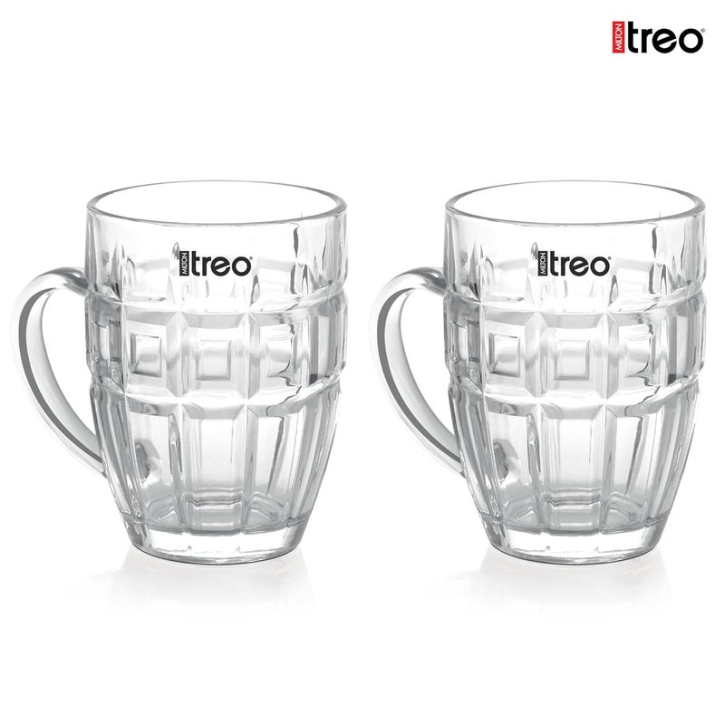TREO by Milton Windsor Beer Mug Glasses for Beer, Juice, Mocktail | Scratch Resistant & Easy to Clean | Dishwasher Safe Mug | Transparent | Set of 2, 400 ml Each - Image 2