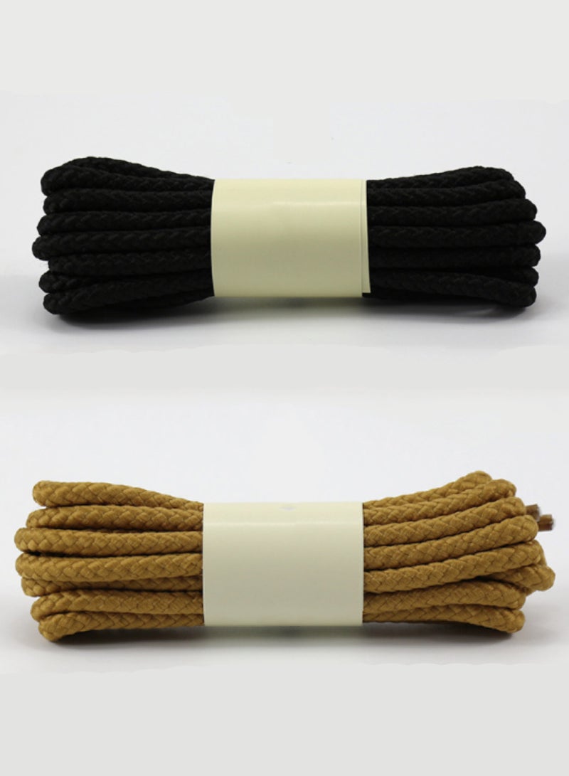 PLUSOX 2 Pairs Unisex Martin Boot Shoelaces Sports Casual Shoe Round Shoelace Strings Durable Wear Resistant Replacement Shoelaces Universal Fit For Men Women Shoe Accessory Easy To Tie Black Yellow - Image 1