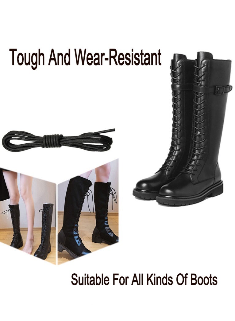 PLUSOX 2 Pairs Unisex Martin Boot Shoelaces Sports Casual Shoe Round Shoelace Strings Durable Wear Resistant Replacement Shoelaces Universal Fit For Men Women Shoe Accessory Easy To Tie Black Yellow - Image 4