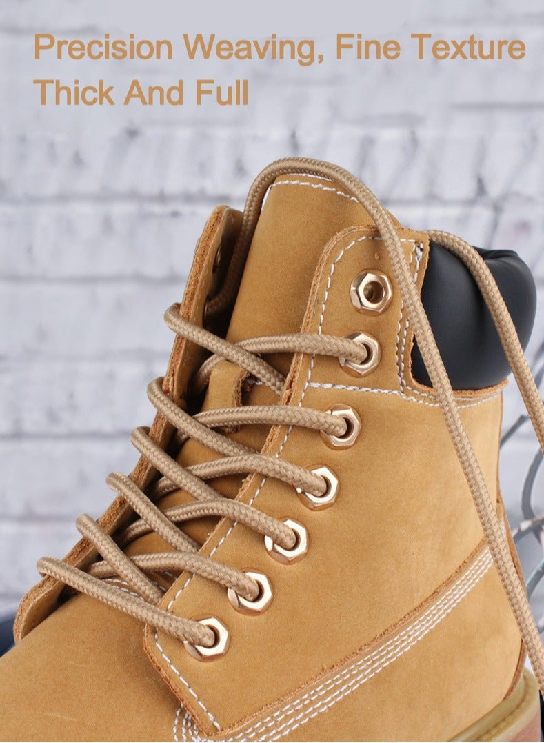 PLUSOX 2 Pairs Unisex Martin Boot Shoelaces Sports Casual Shoe Round Shoelace Strings Durable Wear Resistant Replacement Shoelaces Universal Fit For Men Women Shoe Accessory Easy To Tie Black Yellow - Image 3