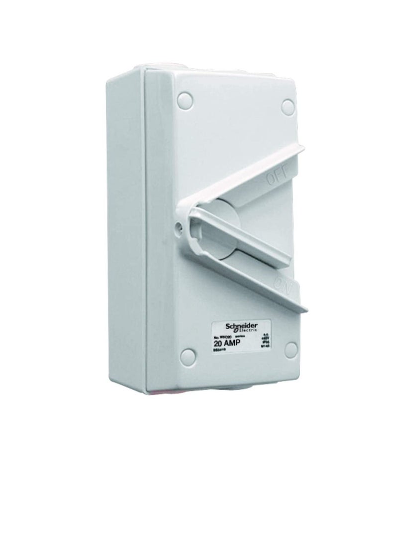 Schneider Electric 20A 440V Surface Mount Double Pole Isolating Switch IP66 weatherproof - Image 3