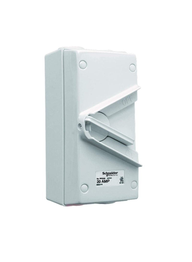 Schneider Electric 20A 440V Surface Mount Double Pole Isolating Switch IP66 weatherproof - Image 1