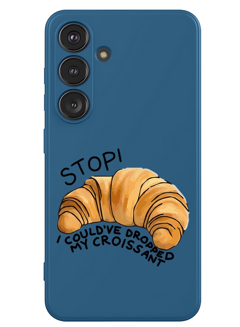 Theodor Protective Slim Fit Case Liquid Silicone Cover with Full Body Protection Anti-Scratch Shockproof Case For Samsung Galaxy S25 (Blue) - Croissant B - Image 1