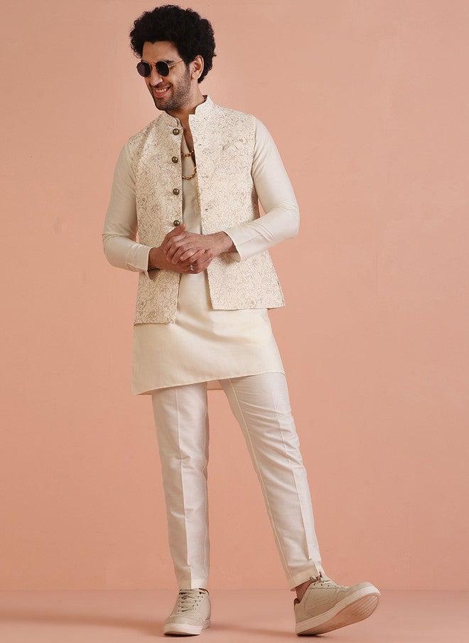 KISAH Men Printed Nehru Jacket - Image 2
