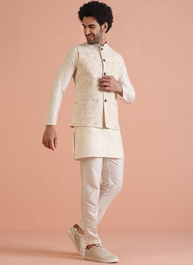 KISAH Men Printed Nehru Jacket - Image 4