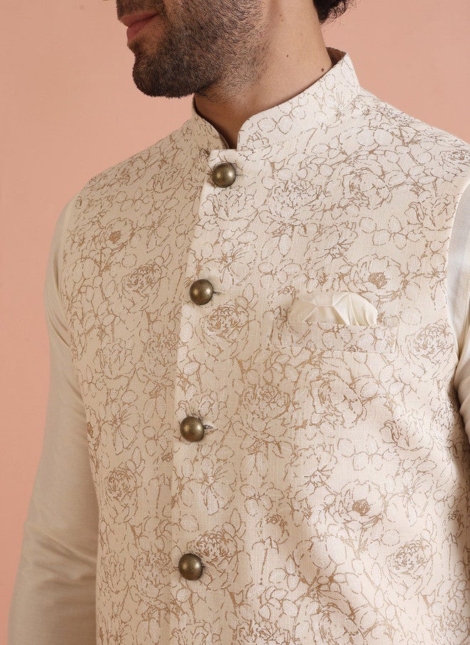 KISAH Men Printed Nehru Jacket - Image 3