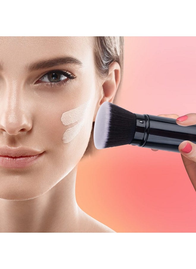 UNIMEIX Foundation Brush For Liquid Makeup Flat Retractable Kabuki Brush Sunscreen Applicator For Kids Bronzer Cream Or Flawless Powder Makeup  - Image 3