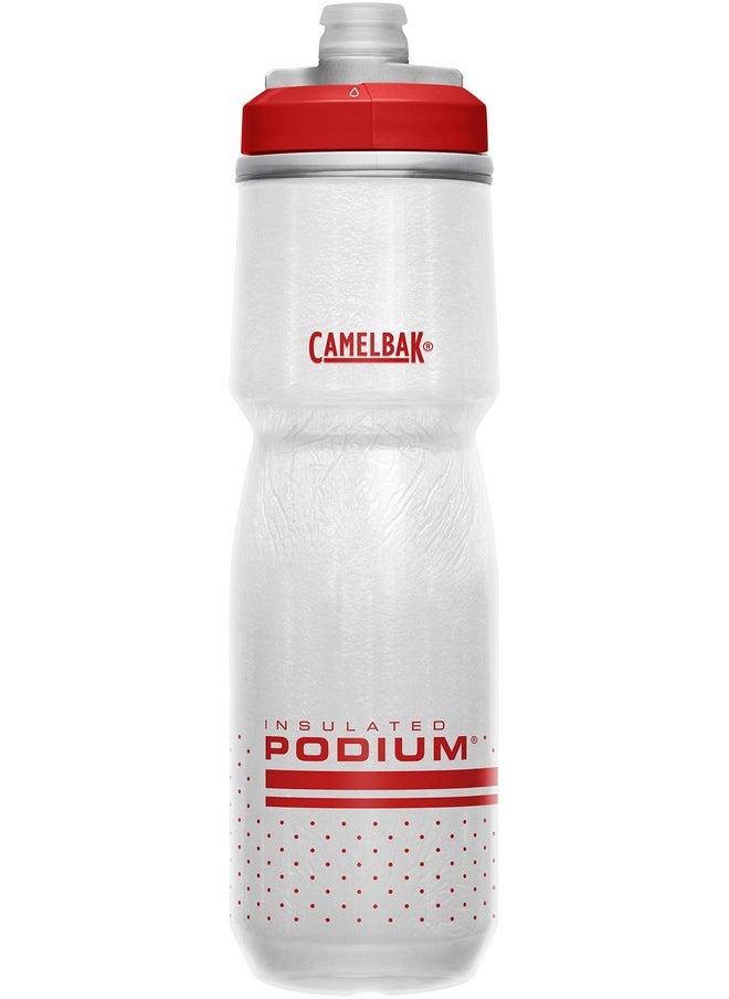 CAMELBAK Podium Chill Insulated Bike Water Bottle - Easy Squeeze Bottle - Fits Most Bike Cages - 24Oz, Fiery Red/White  - Image 1