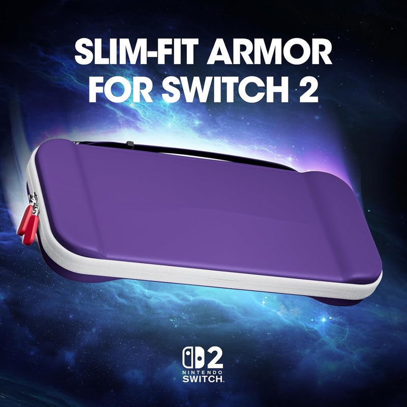 بروكاس حقيبة حمل رفيعة من لجهاز Nintendo Switch 2 2025، حقيبة سفر صلبة مع 12 فتحة لبطاقات الألعاب، إكسسوارات حماية لـ Switch 2 - أرجواني - Image 2