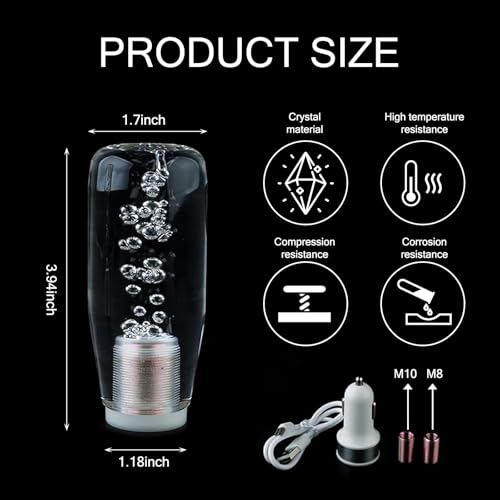 Sumjig 1 PC Car Speed Shift Knob, 3.94" x 1.7" x 1.18", Transparent Crystal Bubble Gear Shift Knob with LED Lights, Easy to Install, Suitable for Most Car Models - Image 2