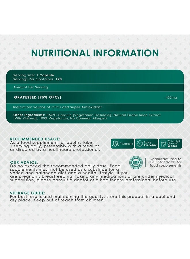 ambrosial كبسولات مستخلص بذور العنب الرائع | 95% من مركبات البوليفينول | مكمل بذور العنب عالي القوة | مضاد أكسدة قوي | عبوة من 1-120 كبسولة نباتية - Image 5