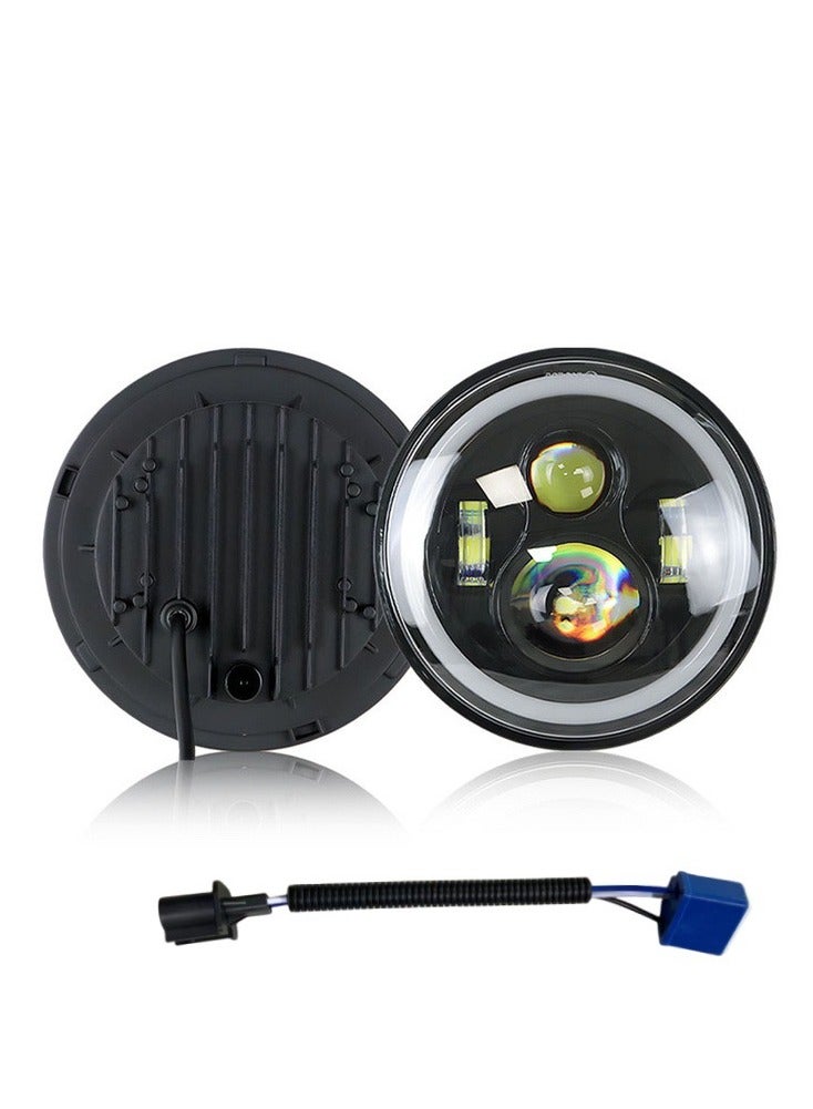 general Motorcycle modified lights 7-inch LED lights modified lights with daytime running lights yellow and white light with halo - Image 1