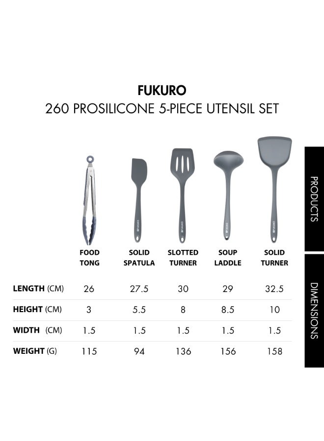 Fukuro 260 ProSilicone Cooking Utensil Set 5-Piece - Image 4