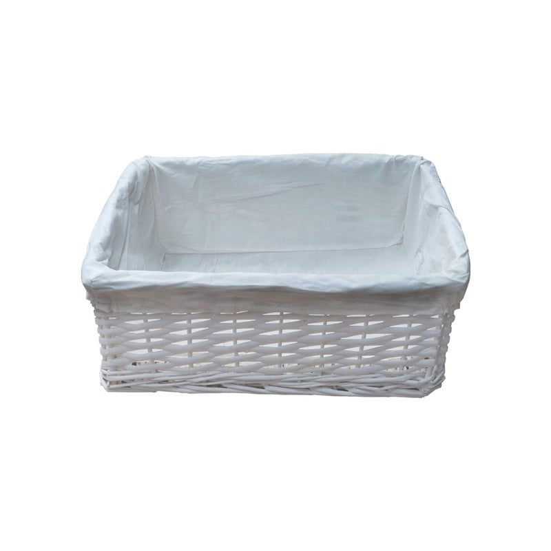 Arpan White Wicker Storage  Hamper Basket with White Cloth Lining  Small Medium  Large Gift Baskets for Xmas Wedding Confetti  Parties Snack Basket Wicker Baskets Multipack