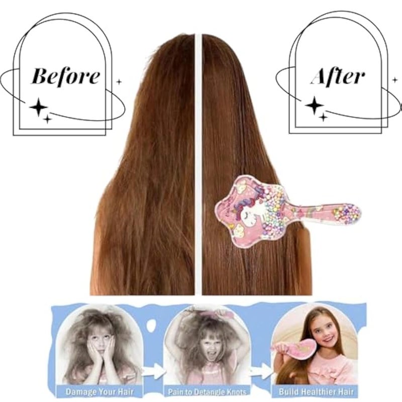 LA VENUST LAVENUST Unicorn Hairbrush for Kids - Cute Detangling Brush for Girls, Pain-Free Brushing, Magical Gift, Color may vary. - Image 3