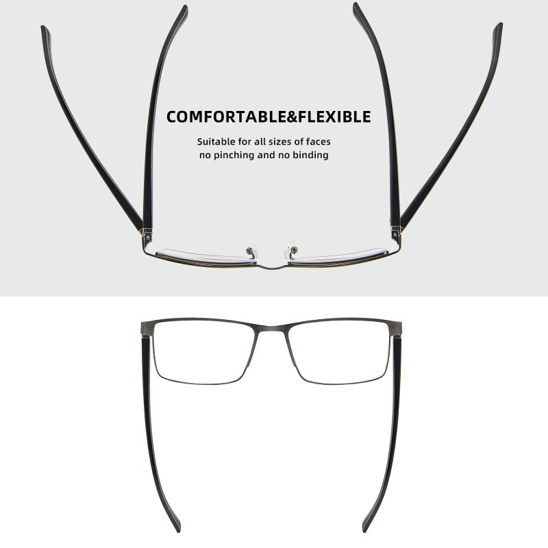 LKEYE Bifocal Reading Glasses Men Progressive Blue Light Blocking Computer Readers No Line Wide Metal Frame Designer Cheaters Transition Square Stylish Fashion Eyewear LK6013 +2.00 Strength - Image 5