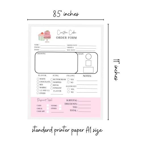 Lashicorn Custom Cake Order Form Sheets | 50 pk | for Bakers Dessert Wedding Birthday Party Cake Form Book Bakers Supplies Small Business Planner 8.5x11” inches - Image 4