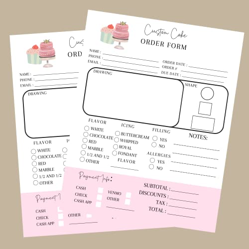 Lashicorn Custom Cake Order Form Sheets | 50 pk | for Bakers Dessert Wedding Birthday Party Cake Form Book Bakers Supplies Small Business Planner 8.5x11” inches - Image 3