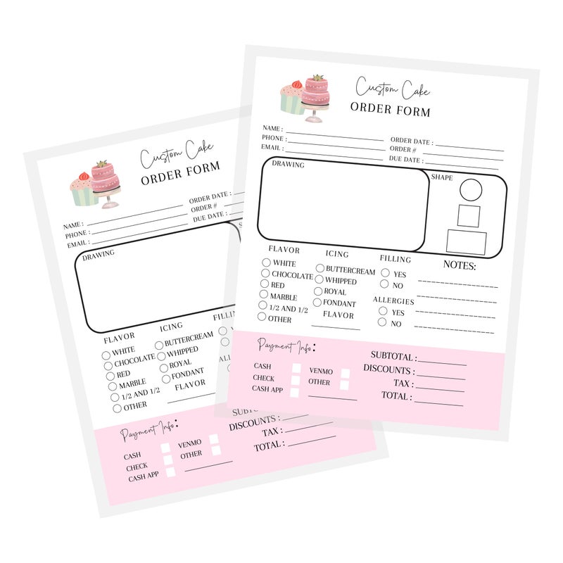 Lashicorn Custom Cake Order Form Sheets | 50 pk | for Bakers Dessert Wedding Birthday Party Cake Form Book Bakers Supplies Small Business Planner 8.5x11” inches - Image 5
