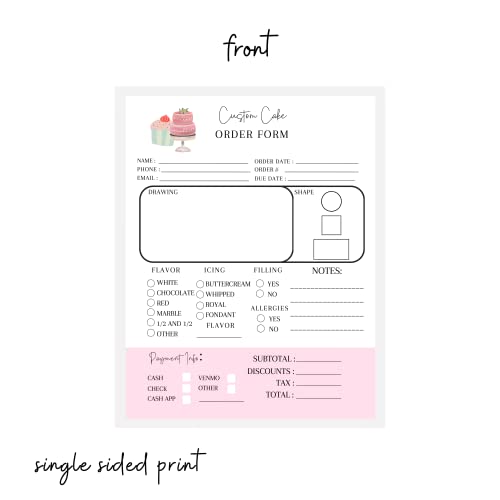 Lashicorn Custom Cake Order Form Sheets | 50 pk | for Bakers Dessert Wedding Birthday Party Cake Form Book Bakers Supplies Small Business Planner 8.5x11” inches - Image 2
