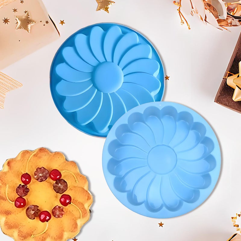 Blue Nonstick Reusable Silicone Chrysanthemum Cake Mold For Baking Jelly Pudding - Image 2