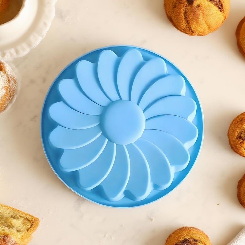 Blue Nonstick Reusable Silicone Chrysanthemum Cake Mold For Baking Jelly Pudding - Image 5