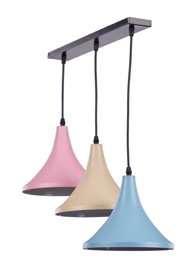 نجفة شوب دلايه مودرن ثلاثيه متعدده الالوان مصنوعه من الالومنيوم مناسبه لجميع المساحات والغرف من نجفه شوب 505050 - Image 1