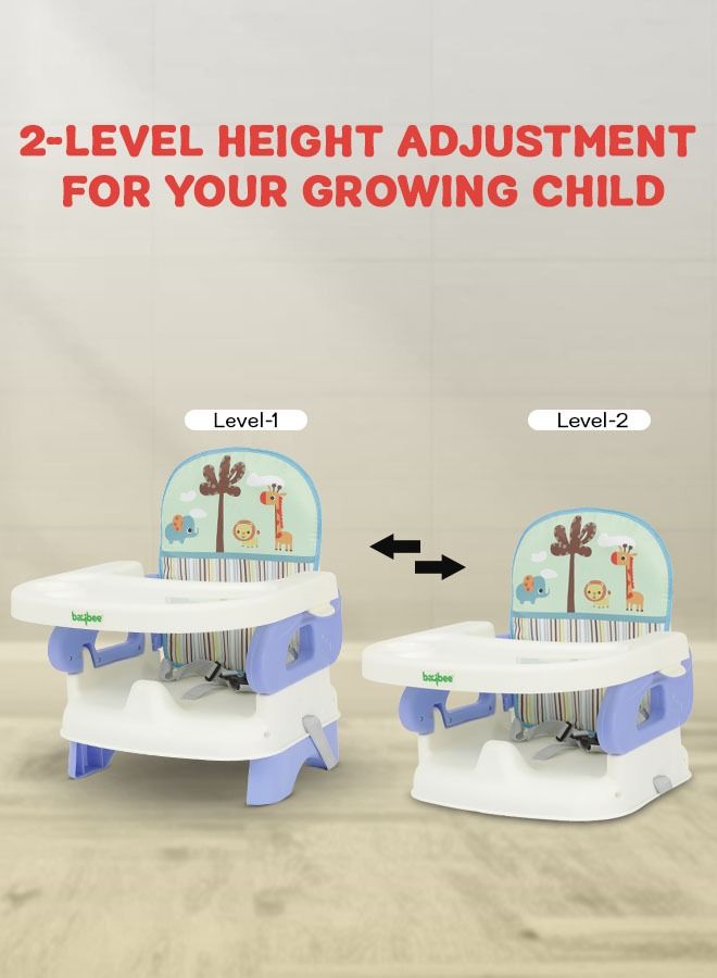 BAYBEE Booster Seat For Feeding Baby Food Chair With Removable Dining Tray Comfortable Folding Seat 3 Point Safety Harness For Toddlers 1 To 3 Years Blue - Image 4