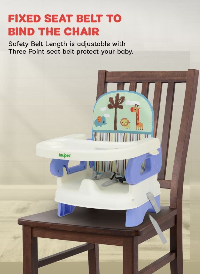 BAYBEE Booster Seat For Feeding Baby Food Chair With Removable Dining Tray Comfortable Folding Seat 3 Point Safety Harness For Toddlers 1 To 3 Years Blue - Image 5