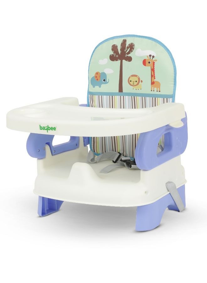 BAYBEE Booster Seat For Feeding Baby Food Chair With Removable Dining Tray Comfortable Folding Seat 3 Point Safety Harness For Toddlers 1 To 3 Years Blue - Image 1