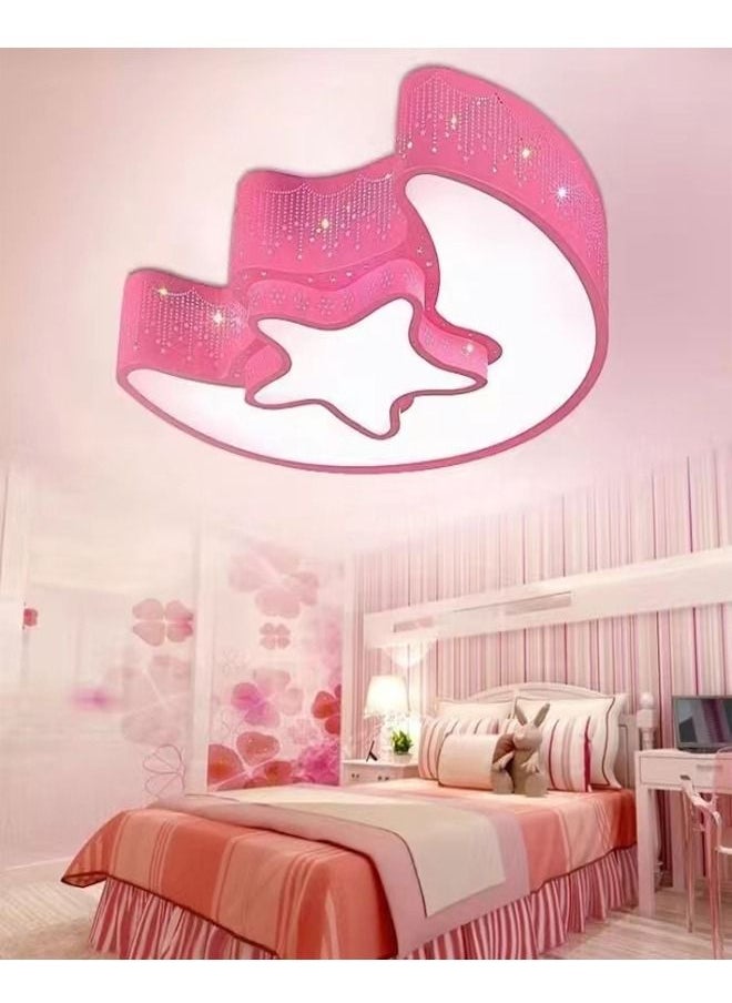 fashionhome - Modern Moon and Star Shape LED Acrylic Ceiling Remote Control Adjustable Dimming Light Lamp For Kids Room - Image 1