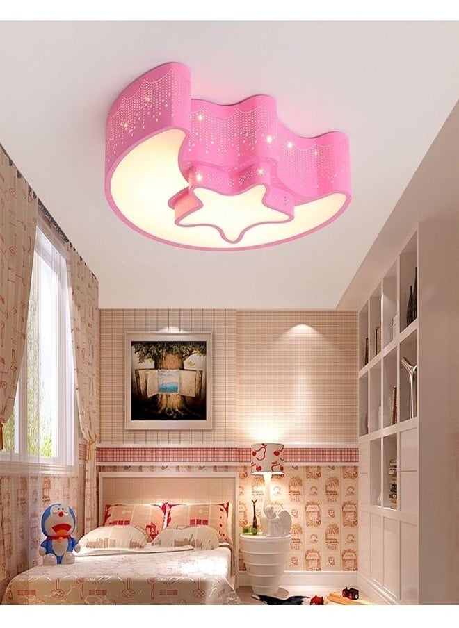 fashionhome - Modern Moon and Star Shape LED Acrylic Ceiling Remote Control Adjustable Dimming Light Lamp For Kids Room - Image 1