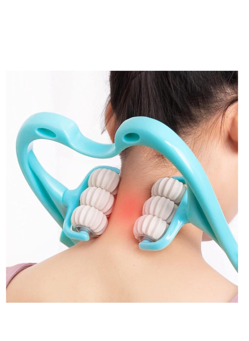 Cool Baby Style - Neck Massager Roller with 6 Massage Balls, Deep Tissue Trigger Point Massage Tool  (BLUE) - Image 1