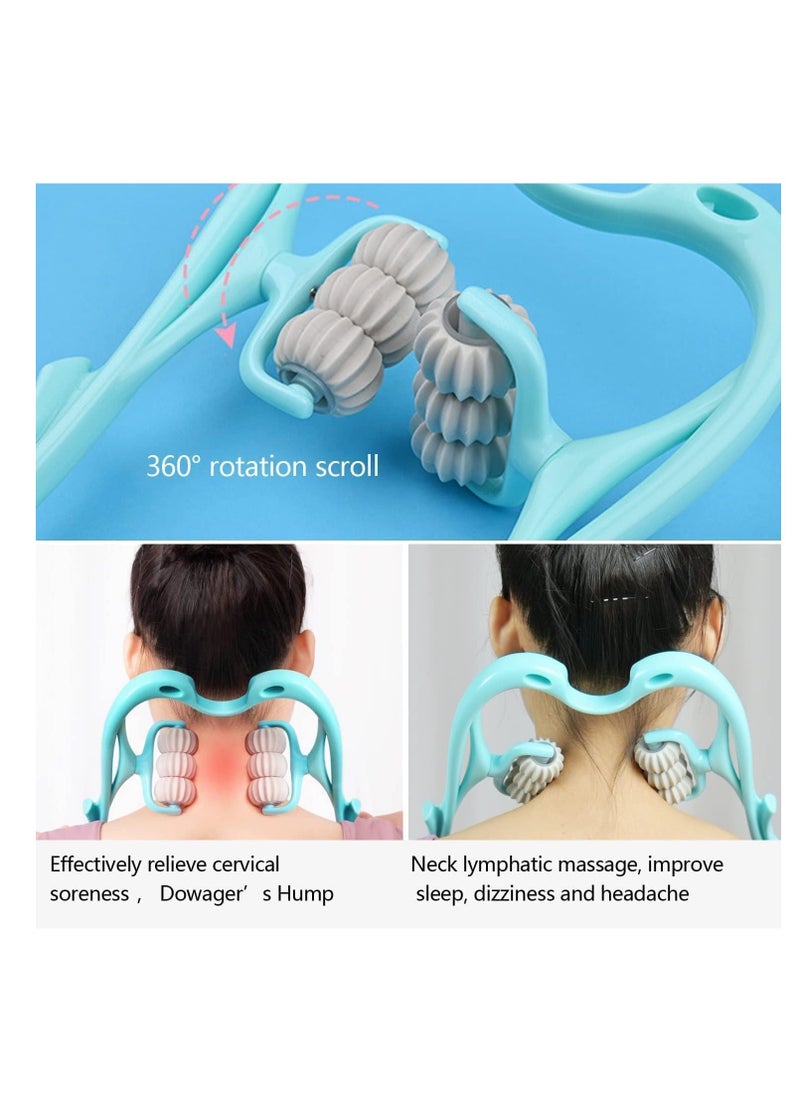 Cool Baby Style - Neck Massager Roller with 6 Massage Balls, Deep Tissue Trigger Point Massage Tool  (BLUE) - Image 1