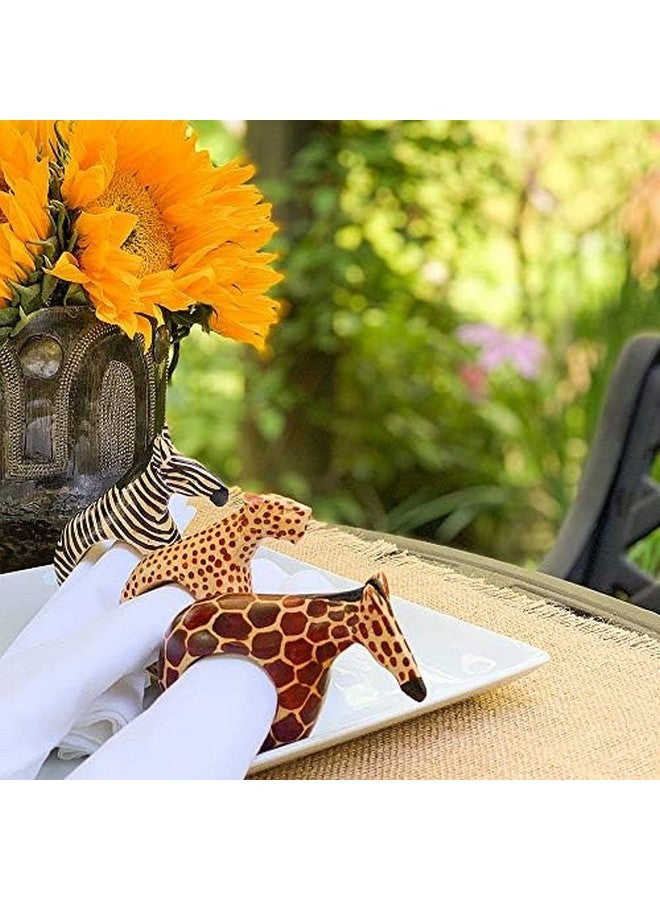 Global Crafts Mahogany Wood Animal Napkin Rings - Set of Six - Image 5