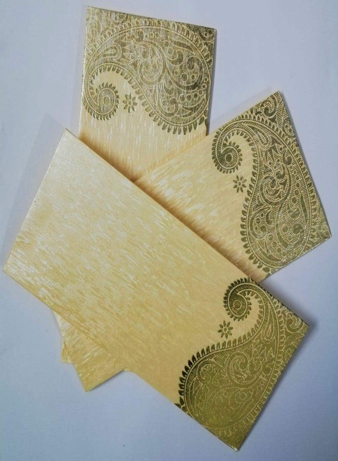 Shop Buzz Pack of 25 Designer Money Gift Envelopes With Big Golden Ambi for Special occasions - Cream Colour - Image 2