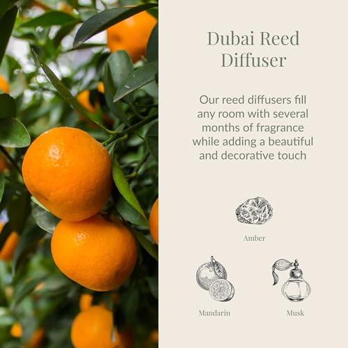 Archipelago Botanicals Dubai Reed Diffuser, Home Fragrance Reed Diffuser, Includes Fragrance Oil, Frosted Glass Vessel & 10 Diffuser Reeds, Perfect for Home, Office or Gift, 7.6 Fl Oz - Image 2