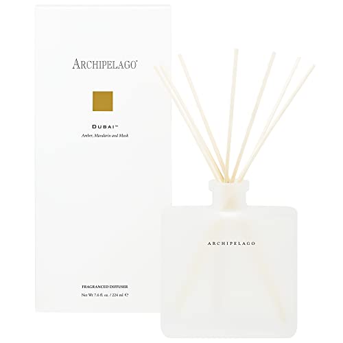 Archipelago Botanicals Dubai Reed Diffuser, Home Fragrance Reed Diffuser, Includes Fragrance Oil, Frosted Glass Vessel & 10 Diffuser Reeds, Perfect for Home, Office or Gift, 7.6 Fl Oz - Image 1