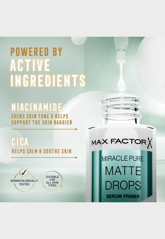 Max Factor  Miracle Pure Matte Drops Serum Primer, 30ml (1oz) for Women | Best Price UAE