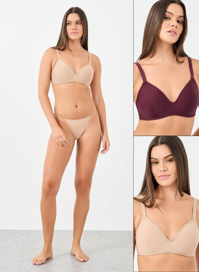 ستايلي Styli Pack of 2 - Molded Cup T-Shirt Bra