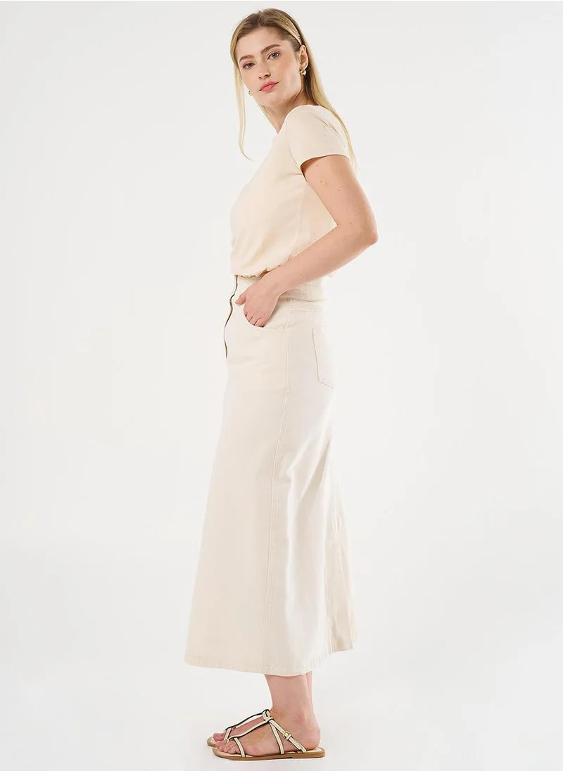 Kayra High-Waisted Canvas Skirt Cream