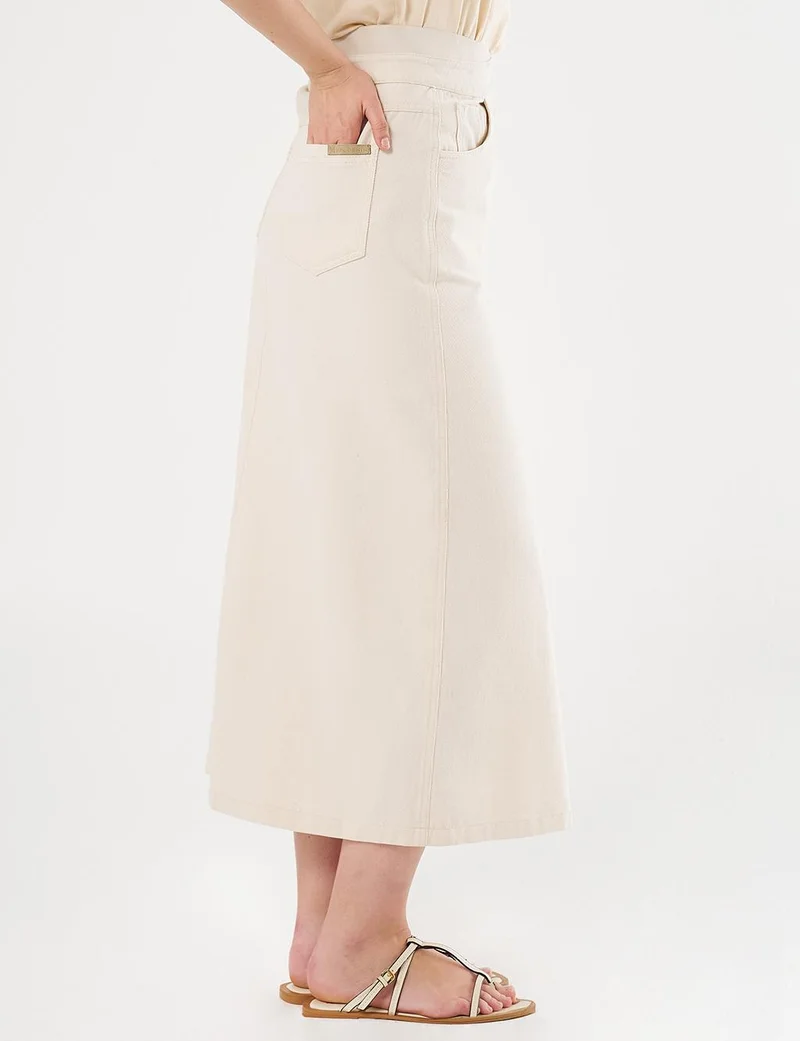 Kayra High-Waisted Canvas Skirt Cream