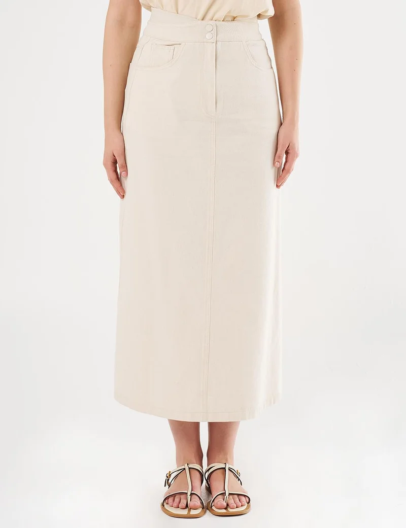 Kayra High-Waisted Canvas Skirt Cream