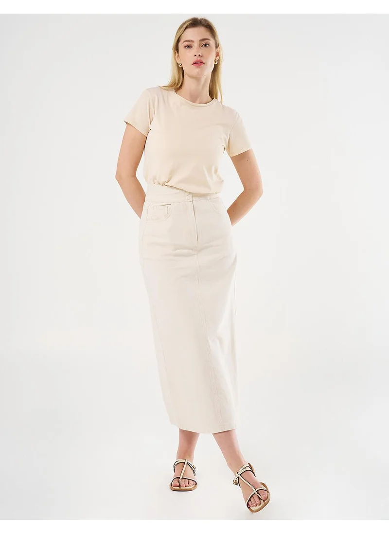 Kayra High-Waisted Canvas Skirt Cream